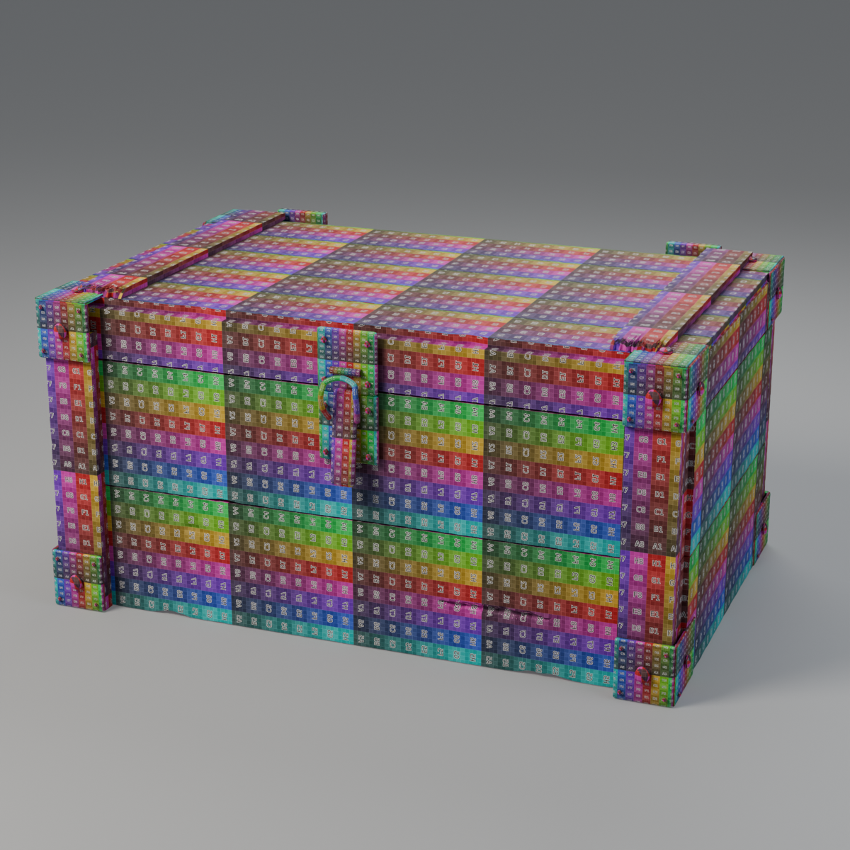 The same crate with its UV checker rendered in Blender