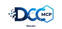 DCC-MCP · Blender 家族标识 · 浅色背景 · 实际 128 像素 optical 导出