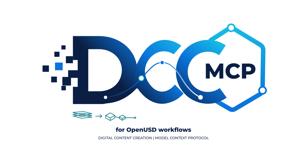 DCC-MCP · OpenUSD 家族标识 · 浅色背景 · 实际 1024 像素导出