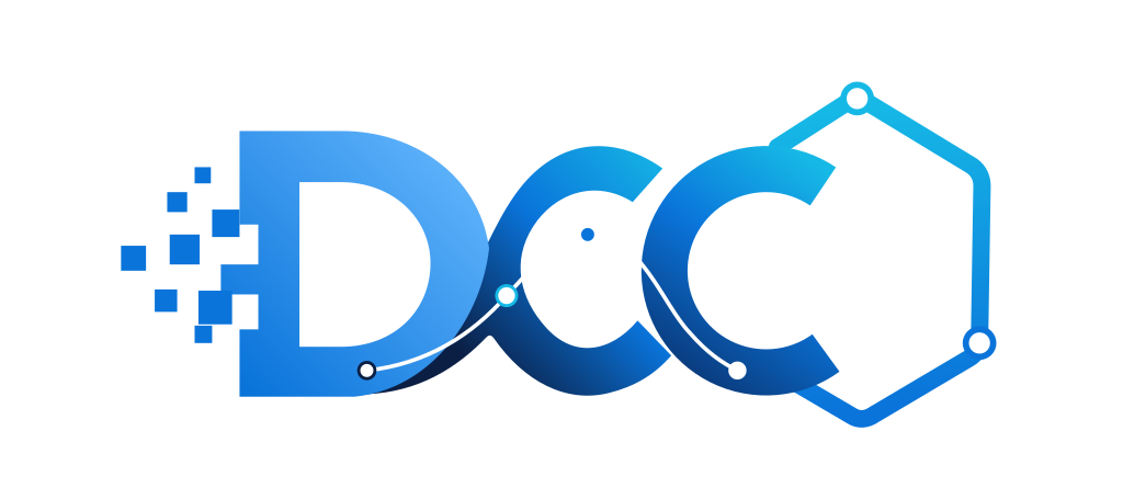 修正后的 DCC-MCP 核心字标 · 深色背景 · 实际 1024 像素导出