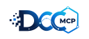 修正后的 DCC-MCP 核心字标 · 浅色背景 · 实际 128 像素导出