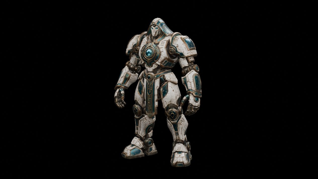 Static native Blender inspection of the newly generated mechanical guardian