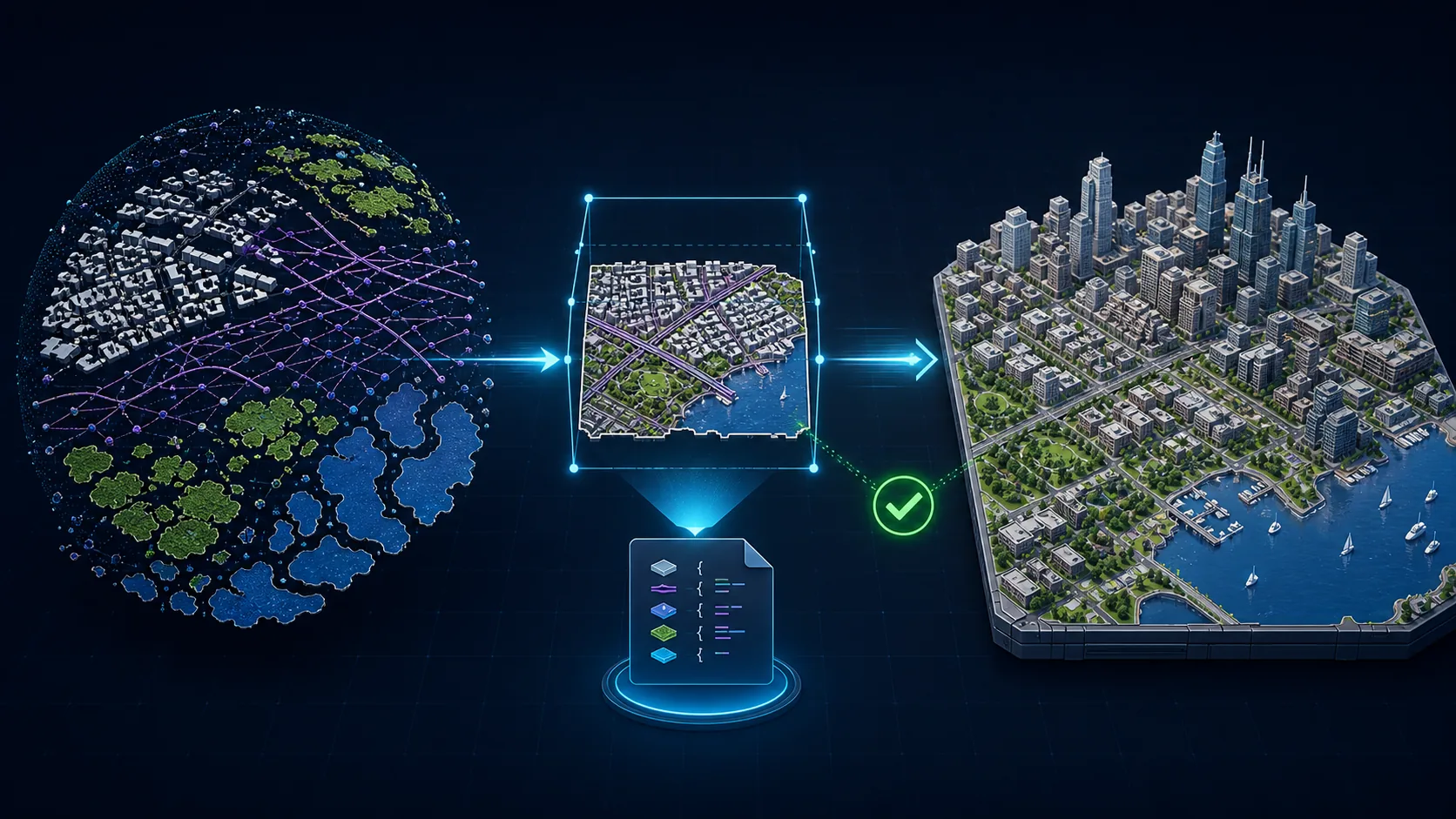 Geospatial data converted into a procedural city
