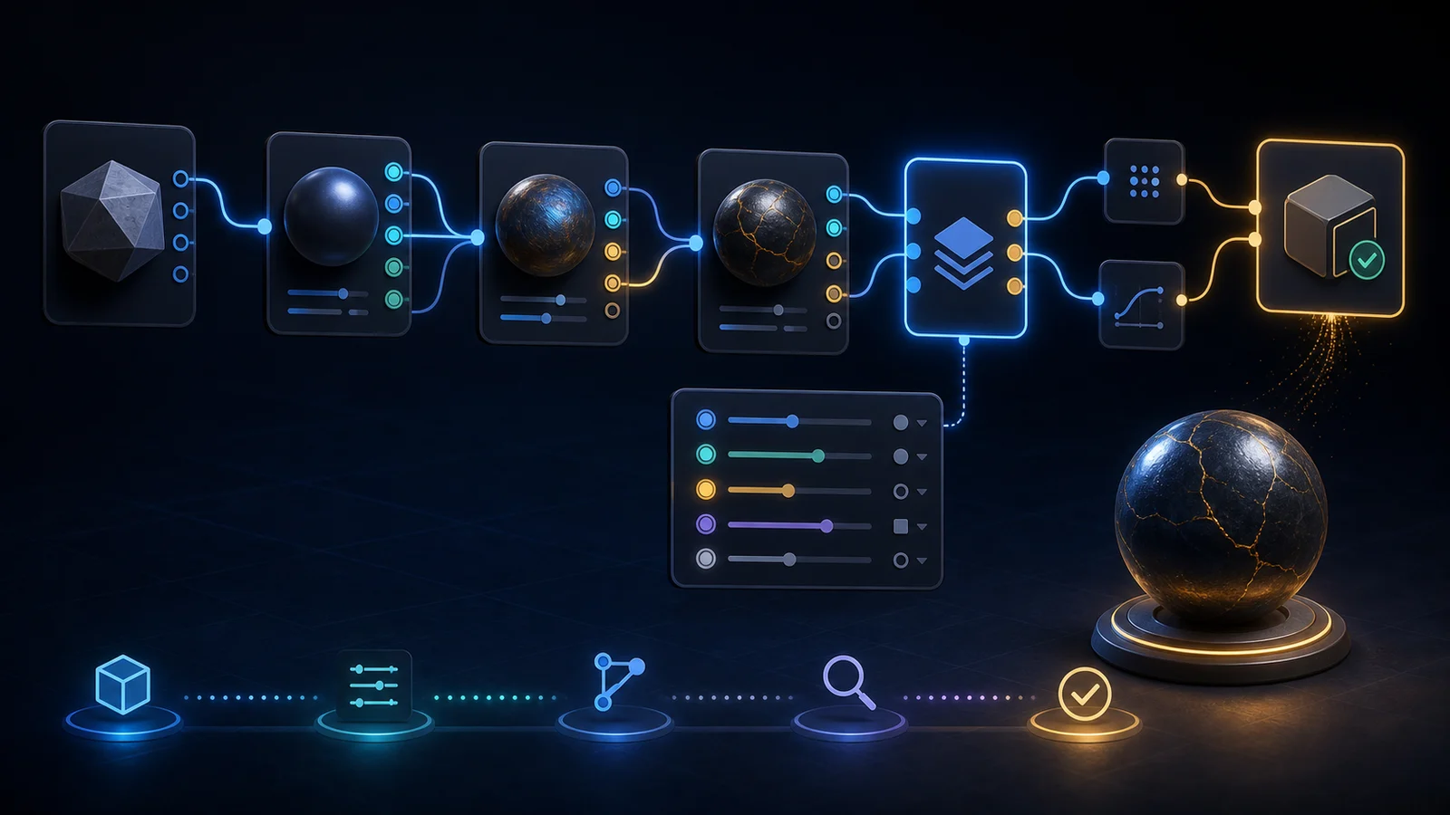 Katana node graph created and connected through typed main-thread operations